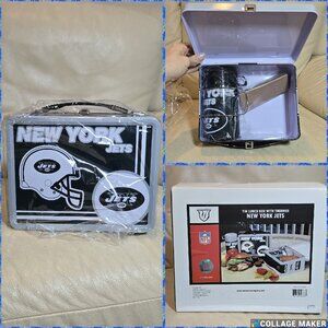New Vintage 2007 NFL New York Jets Tin Lunch Box W/Thermos NIB The Good Company